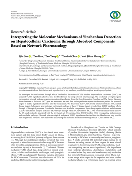 Interpreting the Molecular Mechanisms of Yinchenhao Decoction on Hepatocellular Carcinoma Through Absorbed Components Based on Network Pharmacology