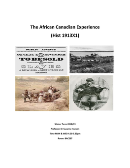 The African Canadian Experience (Hist 1913X1)