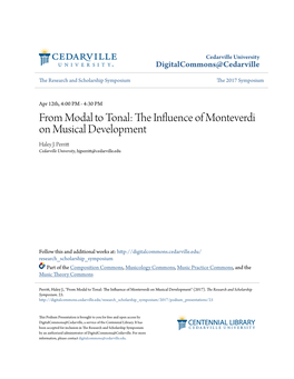 From Modal to Tonal: the Influence of Monteverdi on Musical Development