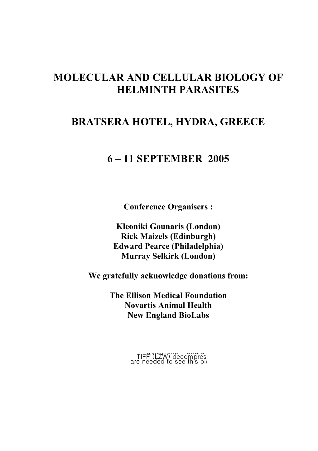 Molecular And Cellular Biology Of Helminth Parasites