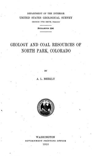 Geology and Coal Resources Op North Park, Colorado