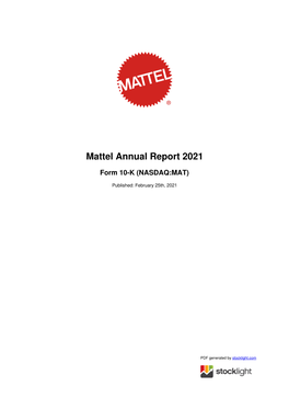Mattel Annual Report 2021