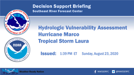 Hydrologic Vulnerability Assessment Hurricane Marco Tropical Storm Laura
