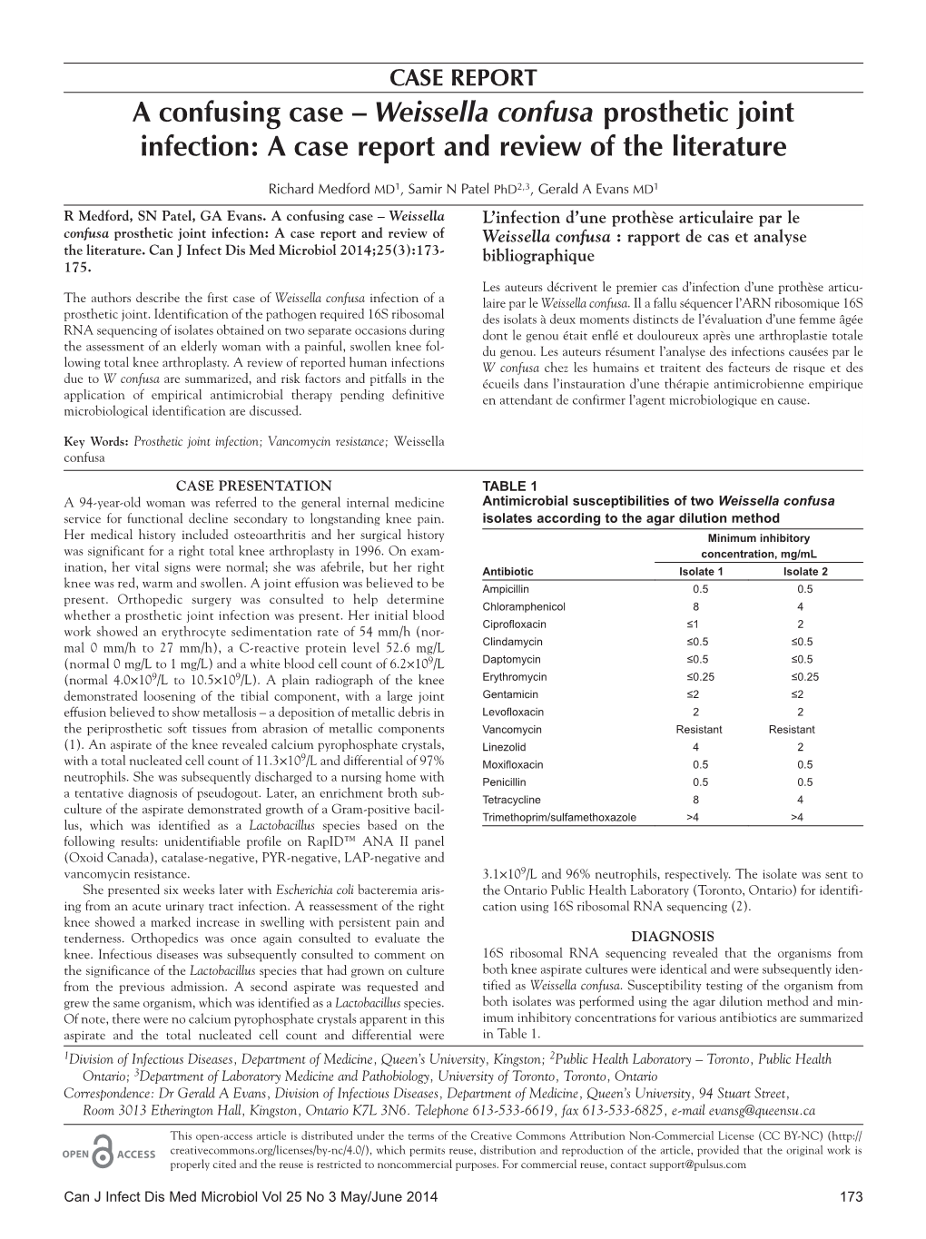 A Confusing Case – Weissella Confusa Prosthetic Joint Infection: a Case Report and Review of the Literature