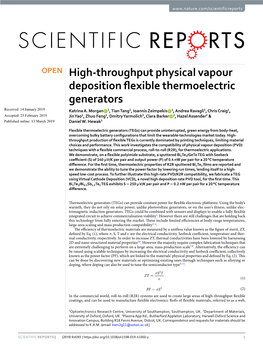 High-Throughput Physical Vapour Deposition Flexible Thermoelectric Generators
