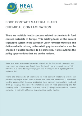 Food Contact Materials and Chemical