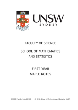 Faculty of Science School of Mathematics and Statistics