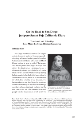 On the Road to San Diego: Junípero Serra's Baja California Diary