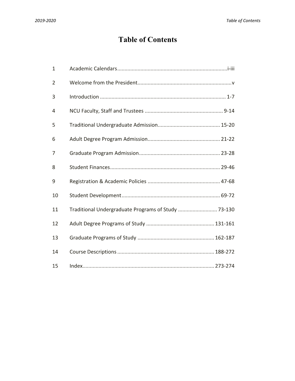 Table of Contents