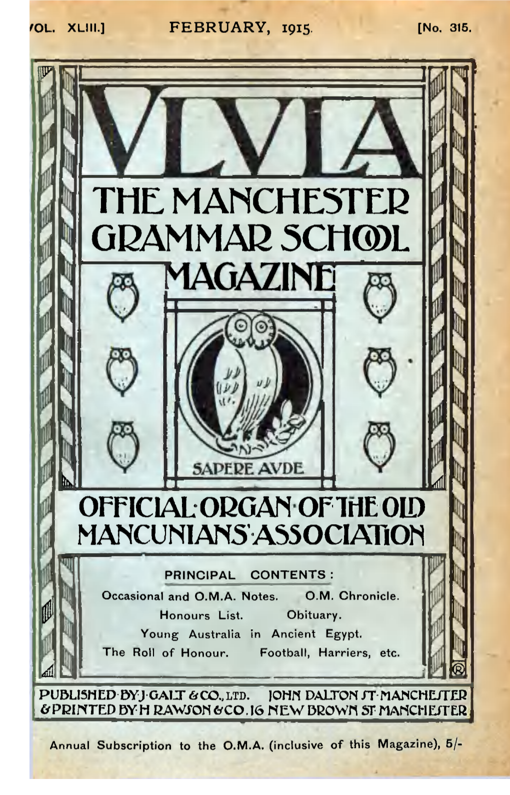 The Manchester Grammar 5Chgdl "Magazine"
