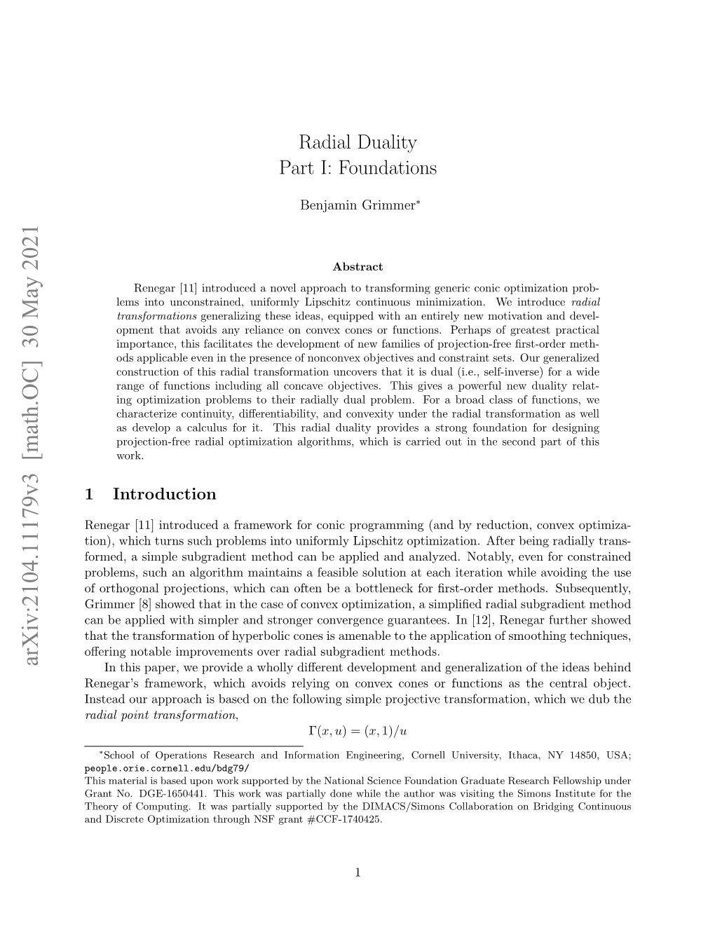 Arxiv:2104.11179V3 [Math.OC] 30 May 2021