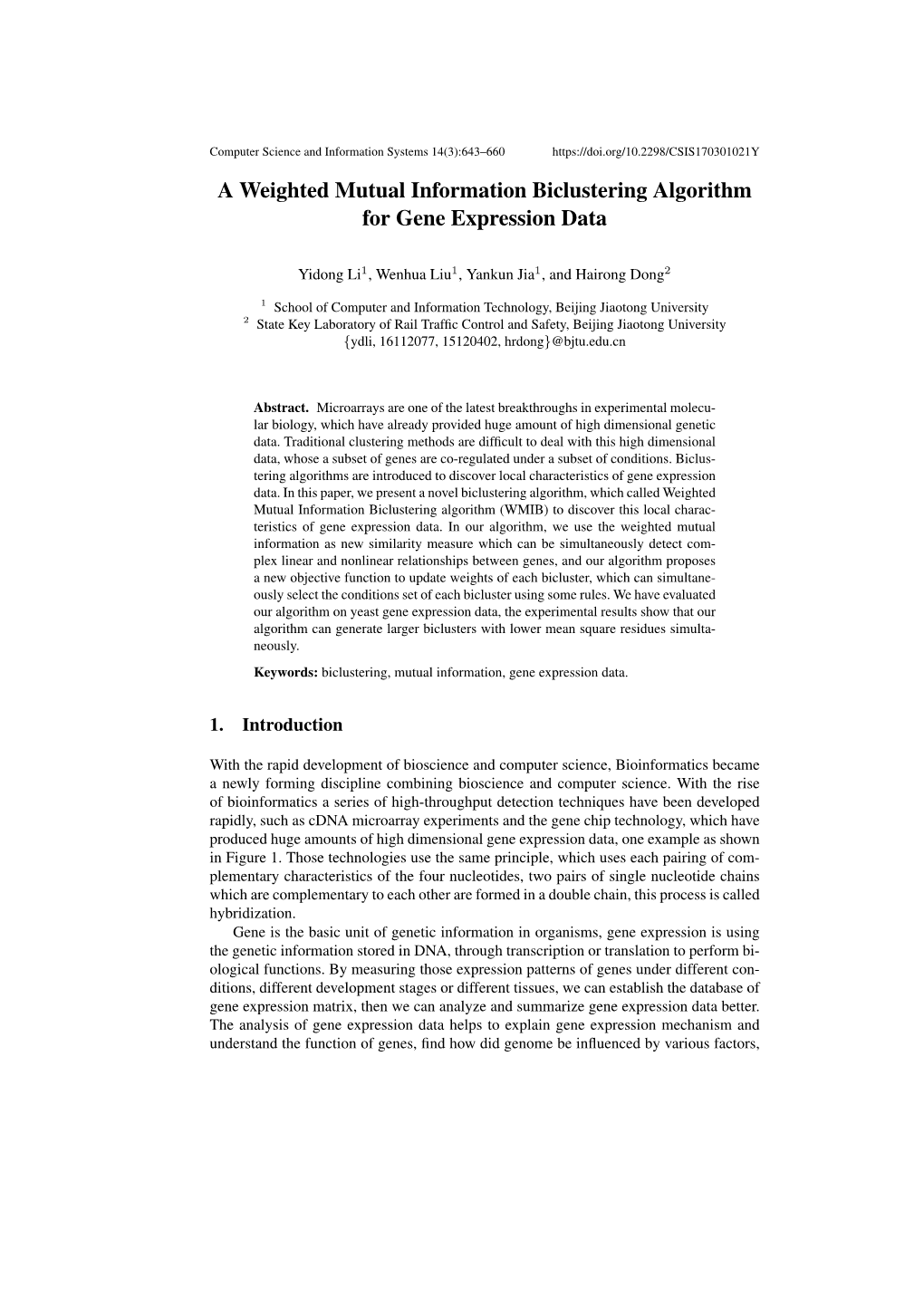 A Weighted Mutual Information Biclustering Algorithm for Gene Expression Data