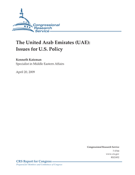 The United Arab Emirates (UAE): Issues for U.S. Policy