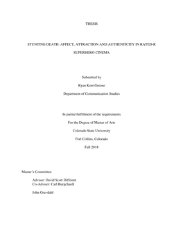 Thesis Stunting Death: Affect, Attraction and Authenticity