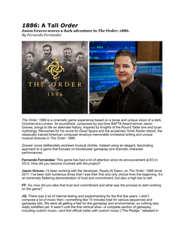 A Tall Order Jason Graves Scores a Dark Adventure in the Order: 1886
