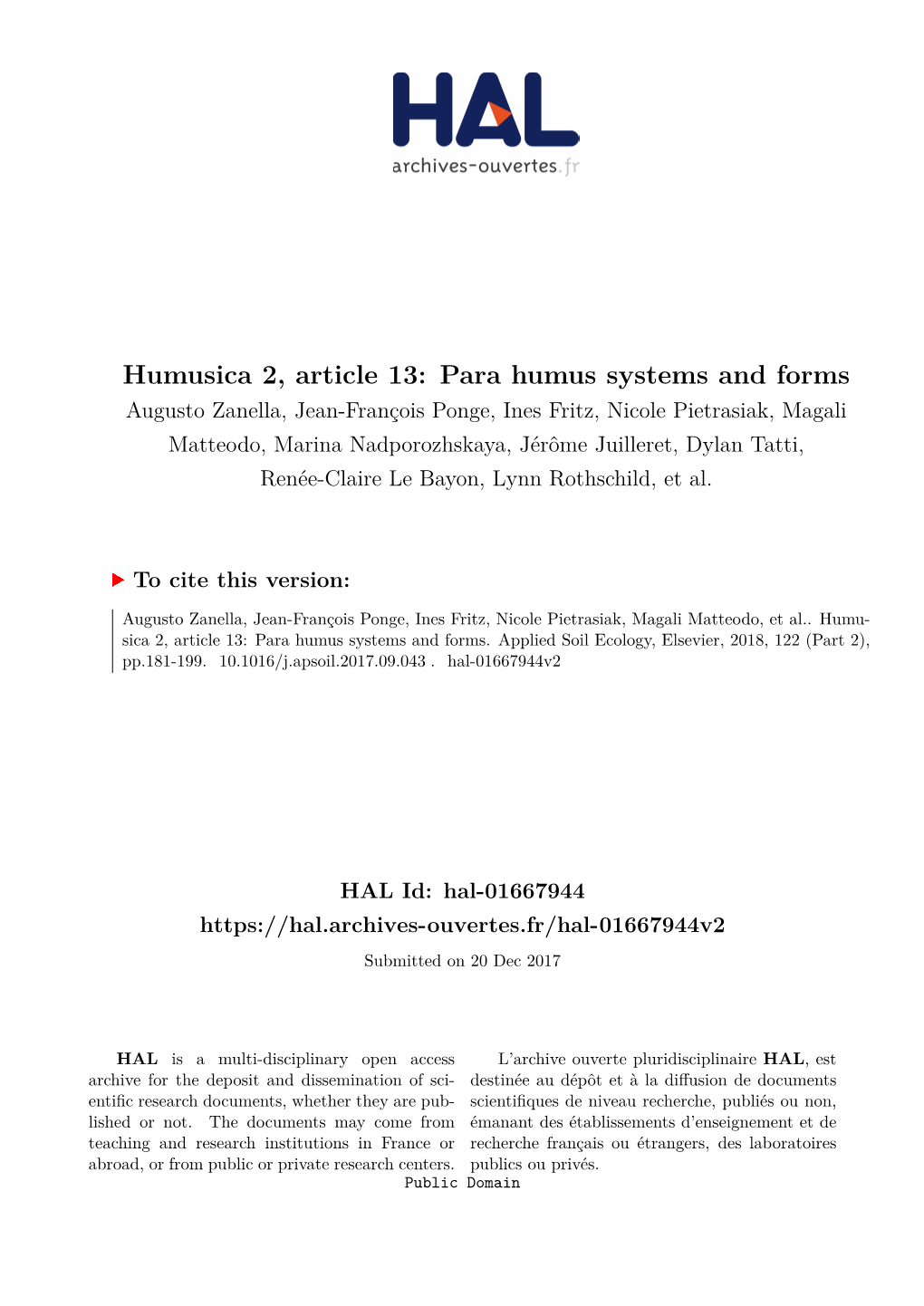 Para Humus Systems and Forms