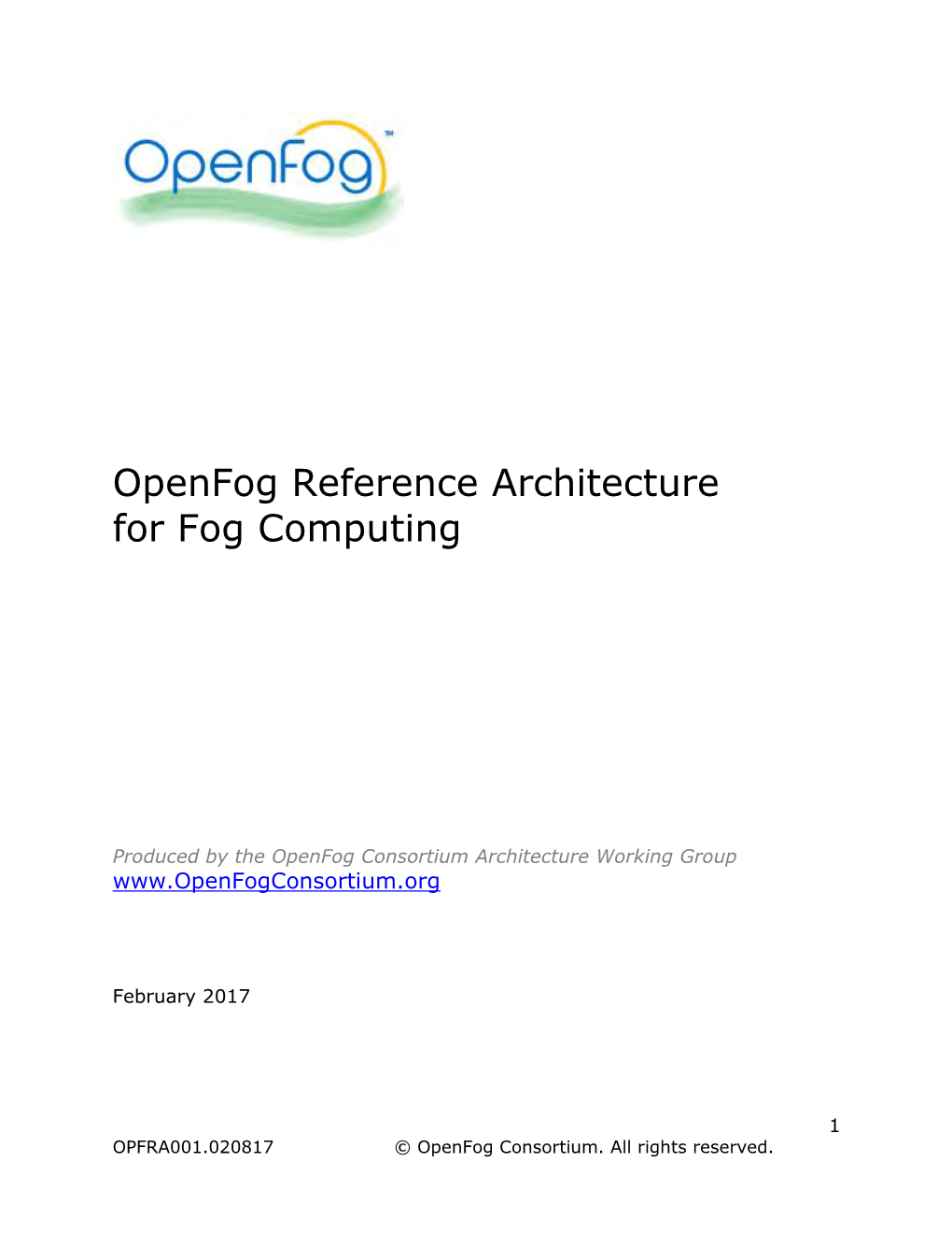 Openfog Reference Architecture for Fog Computing