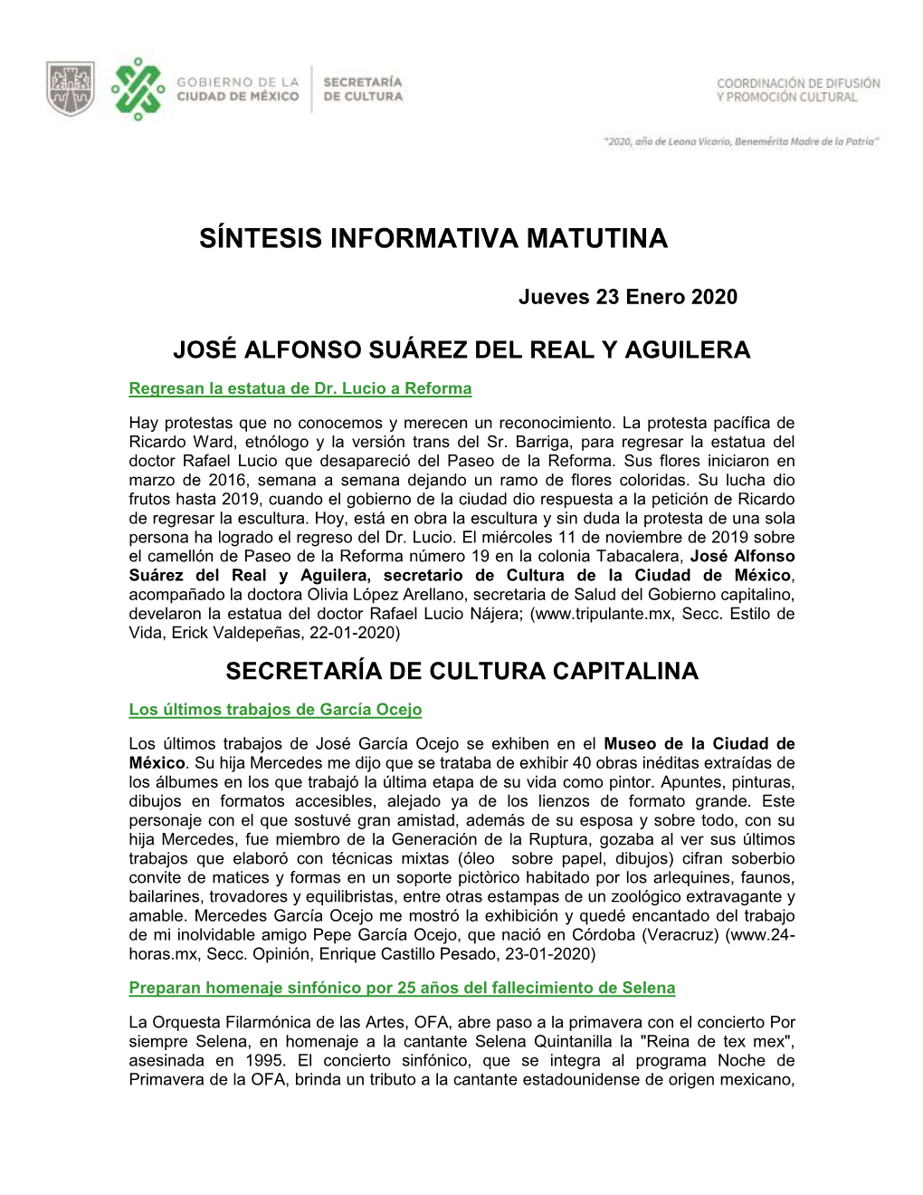 Síntesis Informativa Matutina