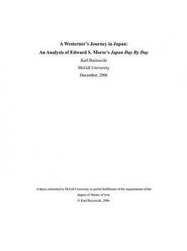 An Analysis of Edward S. Morse's Japan Day by Day Karl Bazzocchi Mcgill University December, 2006