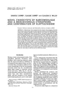 Novel Cnidocysts of Narcomedusae and a Medusivorous Ctenophore, and Confirmation of Kleptocnidism