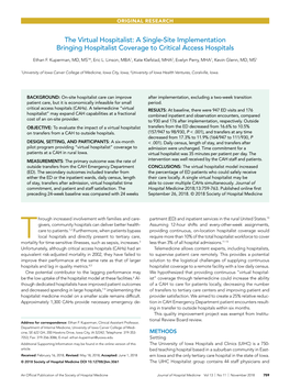 The Virtual Hospitalist: a Single-Site Implementation Bringing Hospitalist Coverage to Critical Access Hospitals