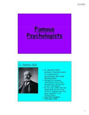 Ffamous Psychologists