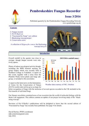 Pembrokeshire Fungus Recorder Issue 3/2016