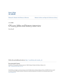 O'leary, John Oral History Interview Don Nicoll