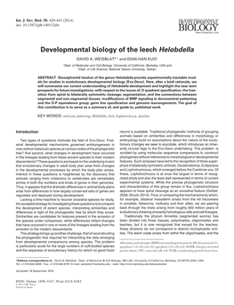 Developmental Biology of the Leech Helobdella DAVID A