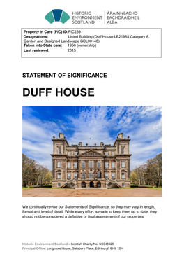 Duff House Statement of Significance