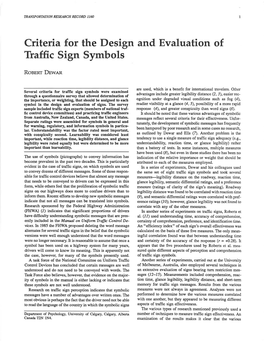 Criteria for the Design and Evaluation of Traffic Sign Symbols