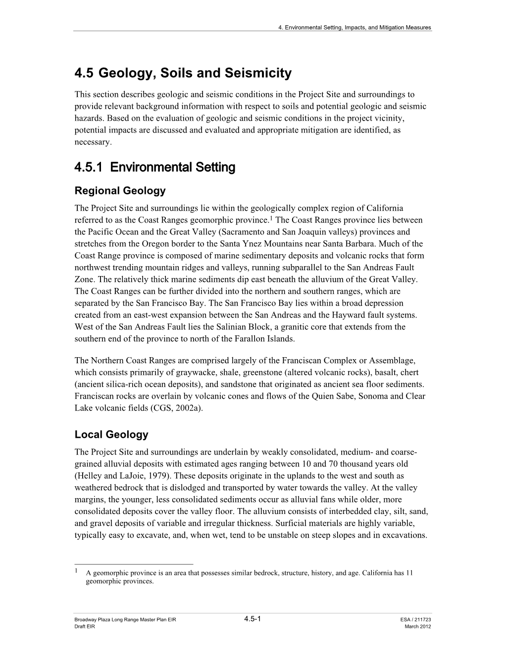 4.5 Geology, Soils and Seismicity