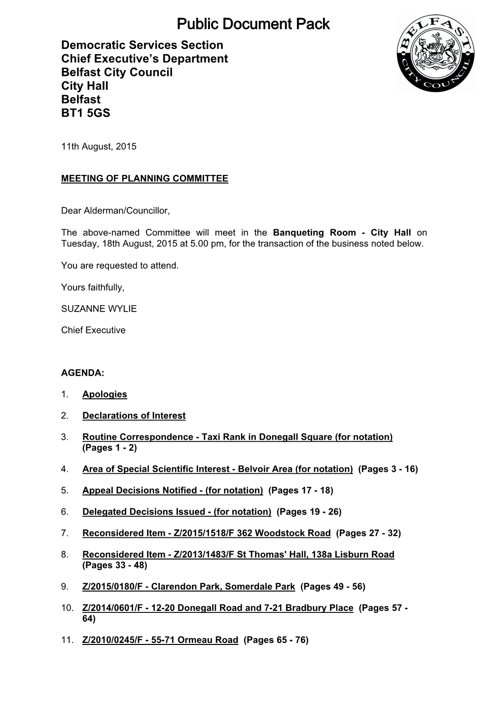 (Public Pack)Agenda Document for Planning Committee, 18/08/2015