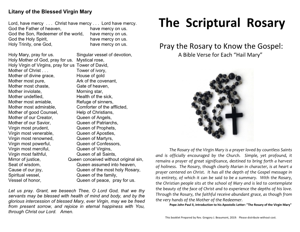 The Scriptural Rosary God the Son, Redeemer of the World, Have Mercy on Us