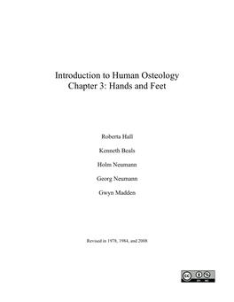 Introduction to Human Osteology Chapter 3: Hands and Feet