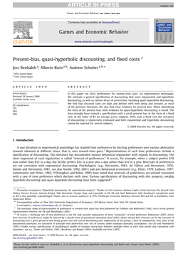 Present-Bias, Quasi-Hyperbolic Discounting, and Fixed Costs