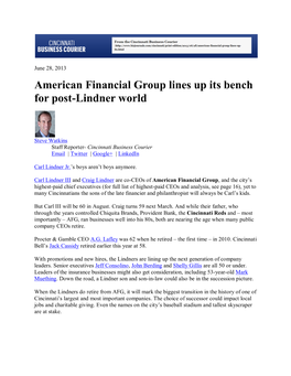 American Financial Group Lines up Its Bench for Post-Lindner World
