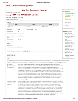 Core Curriculum Management Viewing: FILM 455-ICD : Italian