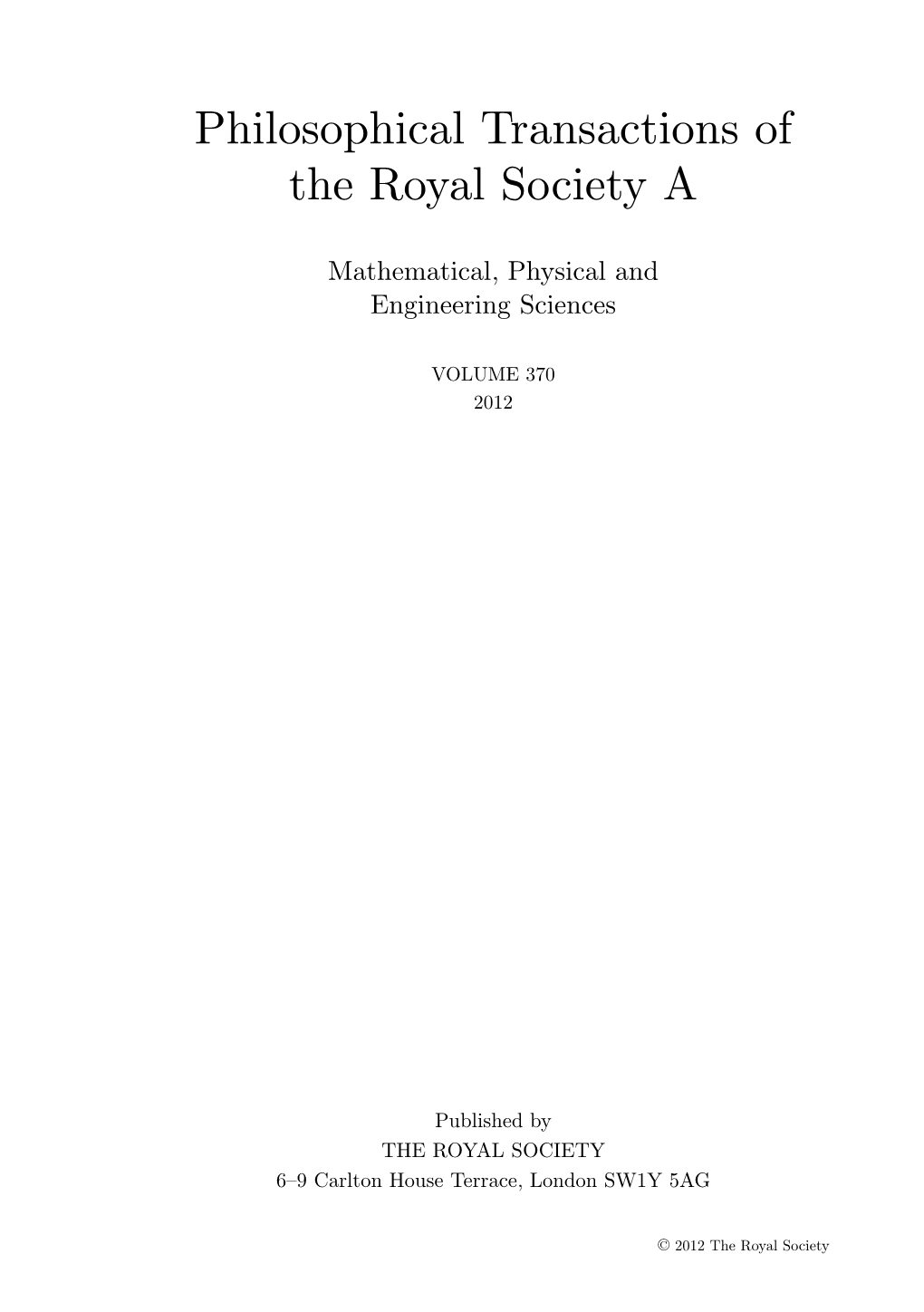 Philosophical Transactions of the Royal Society A