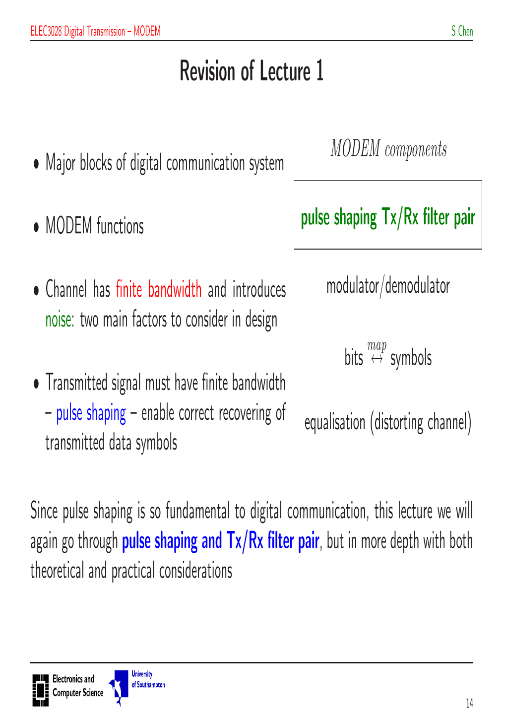 Revision of Lecture 1