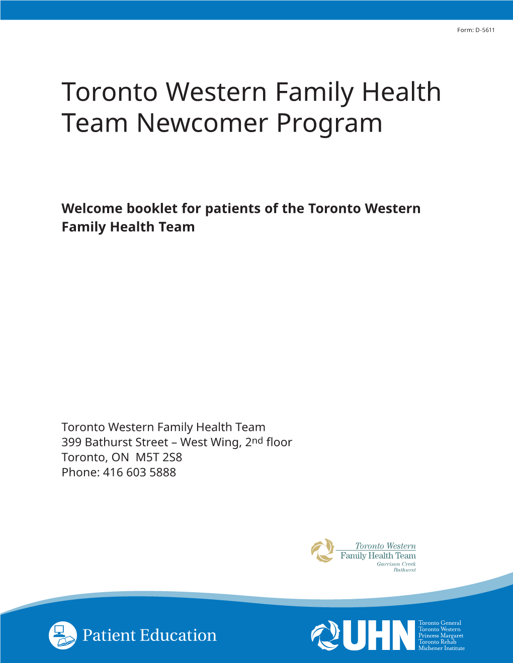 Toronto Western Family Health Team Newcomer Program