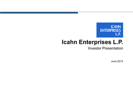 Icahn Enterprises L.P. Investor Presentation