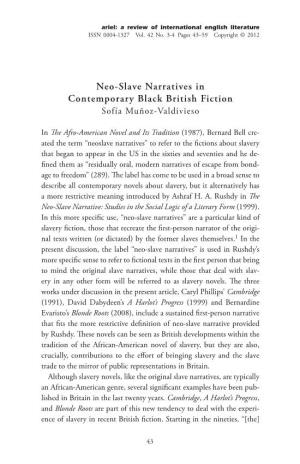 Neo-Slave Narratives in Contemporary Black British Fiction Sofía Muñoz-Valdivieso