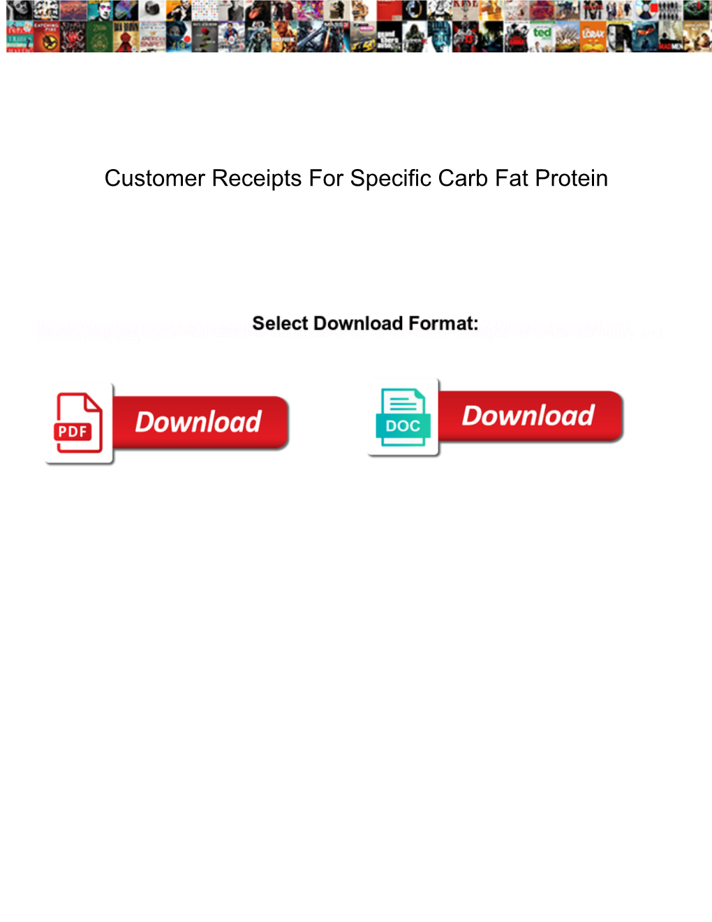 Customer Receipts for Specific Carb Fat Protein