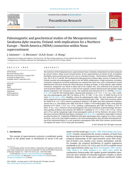 Paleomagnetic and Geochemical Studies of the Mesoproterozoic Satakunta Dyke Swarms, Finland, with Implications for a Northern Eu