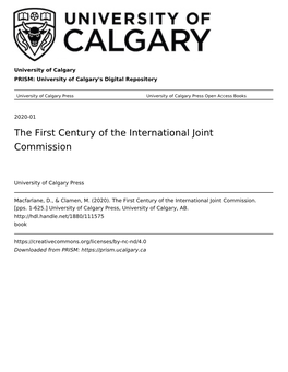 The First Century of the International Joint Commission