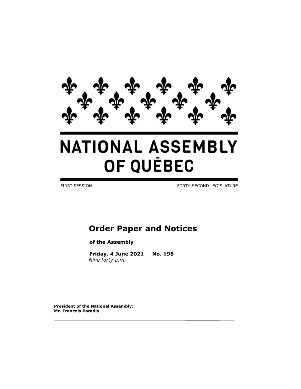 Order Paper and Notices