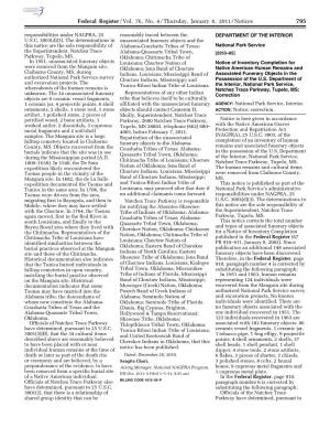 Federal Register/Vol. 76, No. 4/Thursday, January 6, 2011/Notices