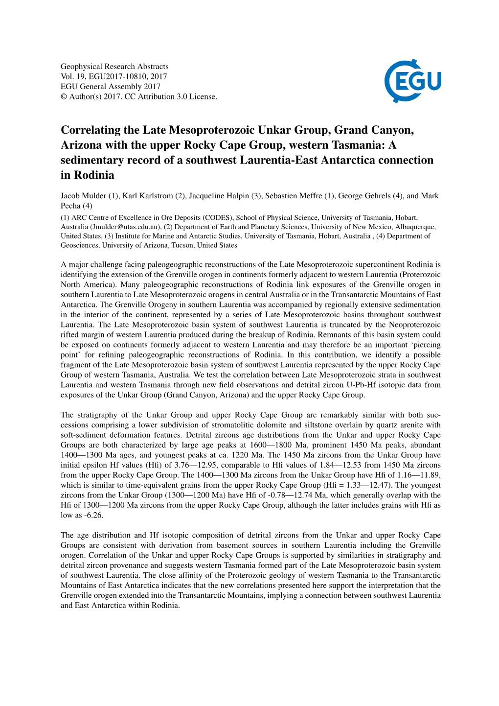 Correlating the Late Mesoproterozoic Unkar Group, Grand Canyon