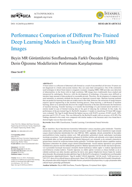 Performance Comparison of Different Pre-Trained Deep Learning Models in Classifying Brain MRI Images